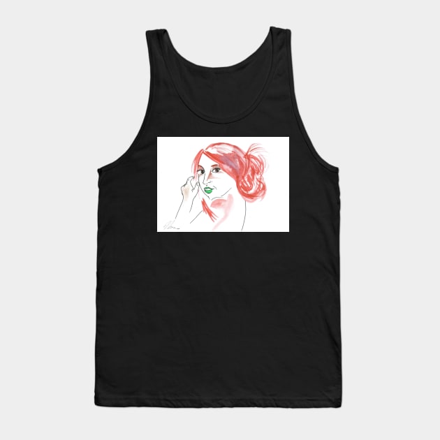 Girl With A Messy Bun - Red Palette Tank Top by ChamberOfFeathers